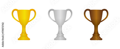 Trophy cup icon illustration set. gold/silver/bronze (from 1st place to 3rd place) 
