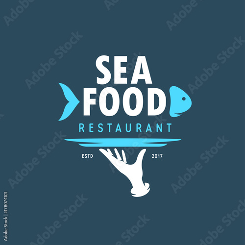 Seafood restaurant emblem. Vector vintage illustration. photo