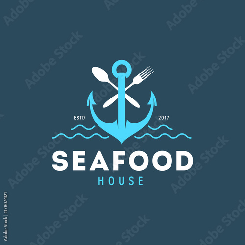 Seafood house emblem. Vector vintage illustration.