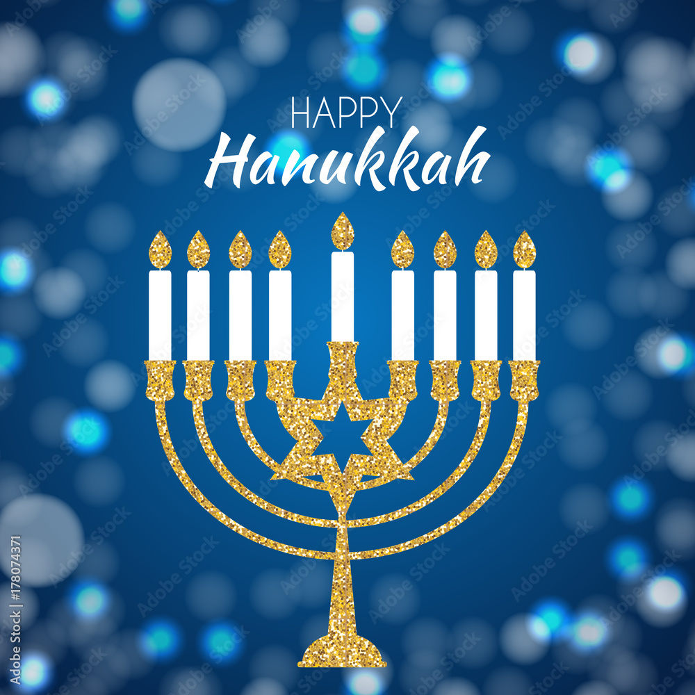 Happy Hanukkah, Jewish Holiday Background. Vector Illustration