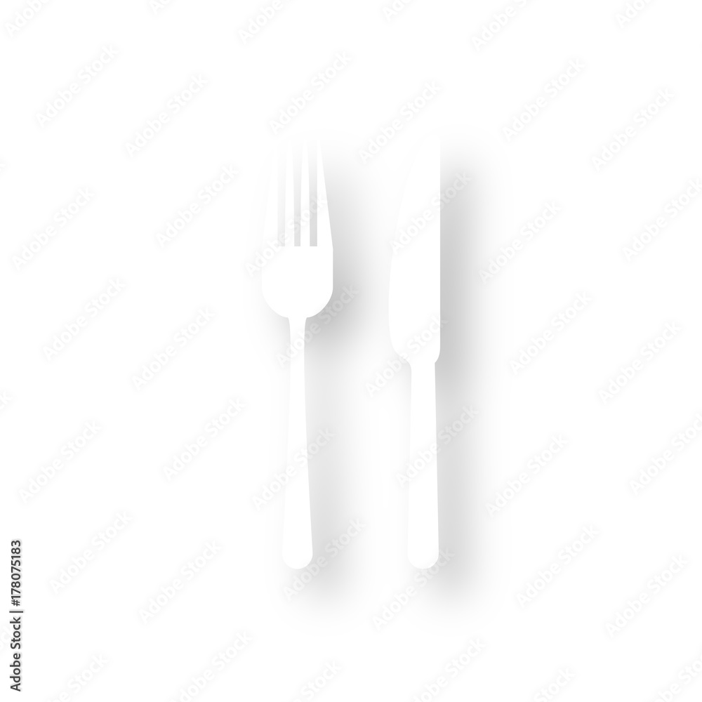 Icon mit Schatten - Gabel und Messer - Restaurant Icon mit Schatten - Gabel und Messer - Restaurant