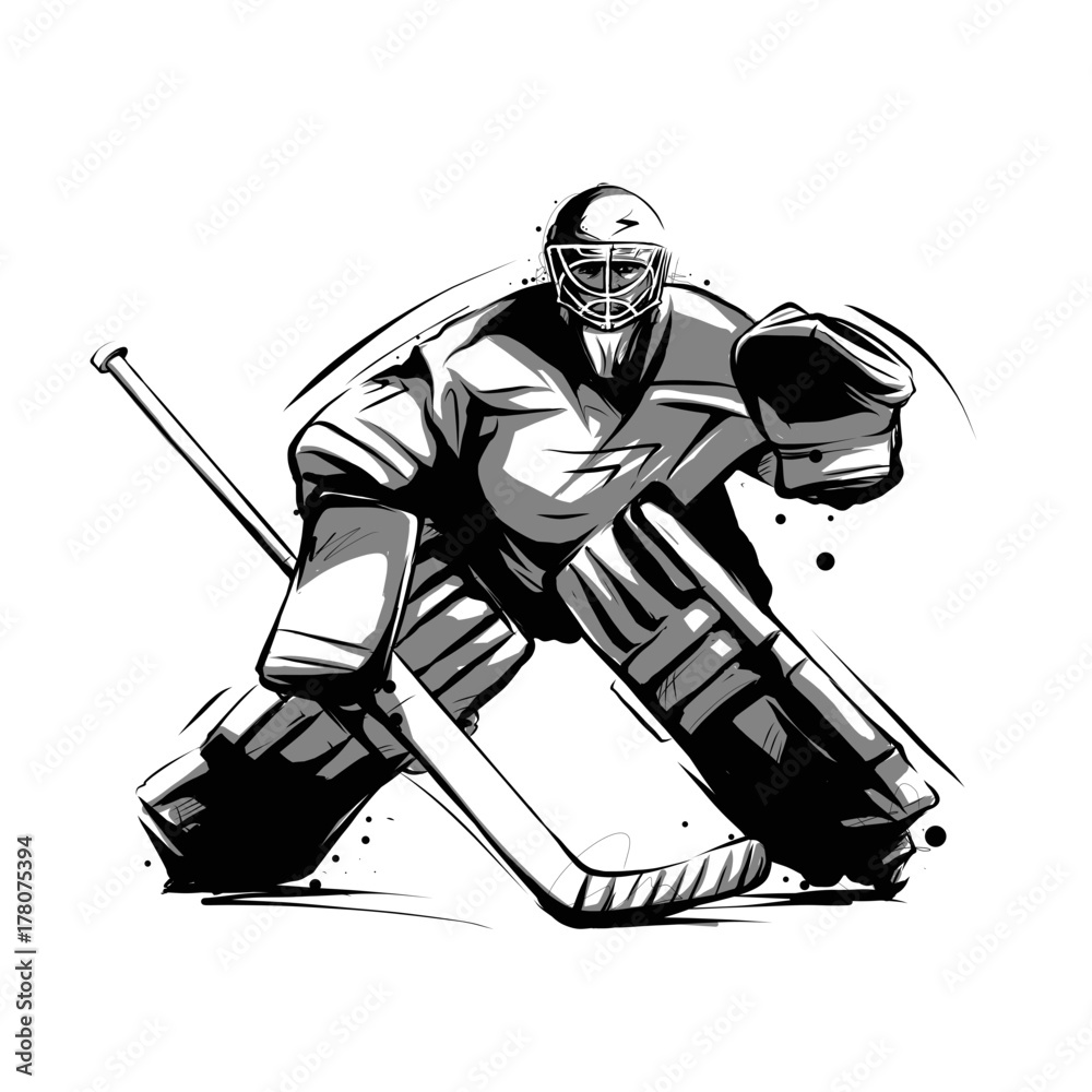 Ice Hockey goalie. Ice Hockey goalkeeper. Simple, doodle, cartoon, hand  drawn 20205355 Vector Art at Vecteezy