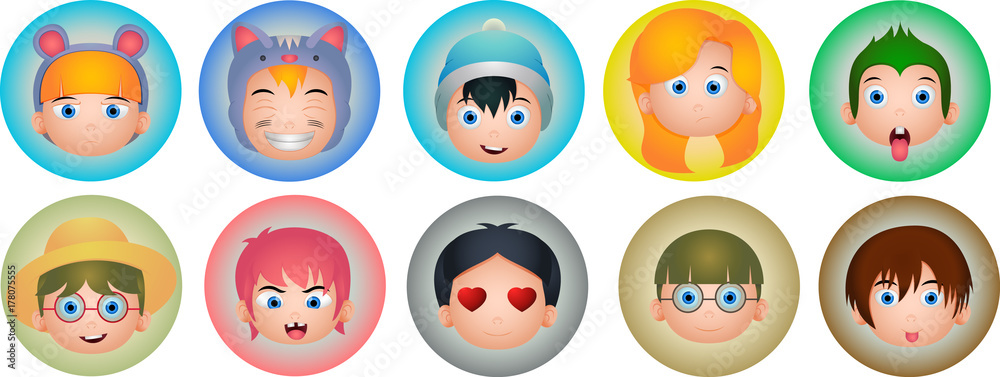 cartoon flat face cartoon flat face