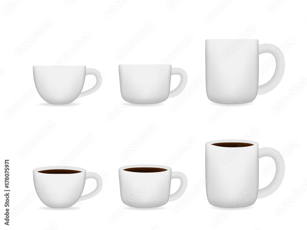White coffee cup on white, Vector for Mock Up White coffee cup on white, Vector for Mock Up