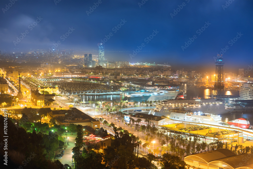 City of Barcelona at night