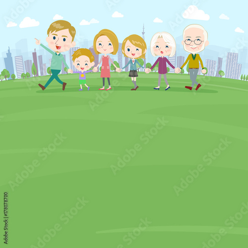 Hand holding family three generations White_Walking Park