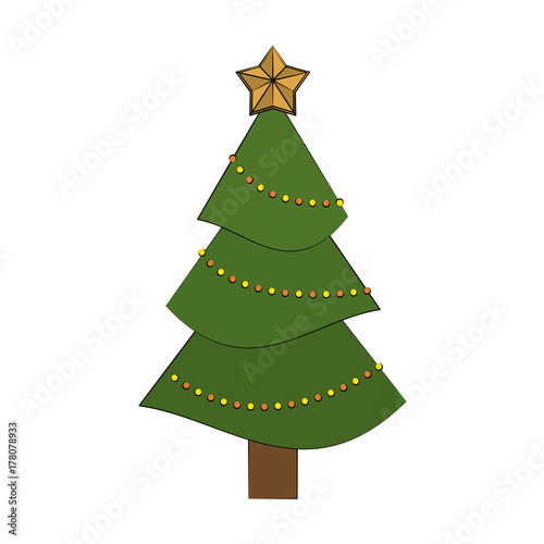 tree with star on top christmas related icon image vector illustration design 