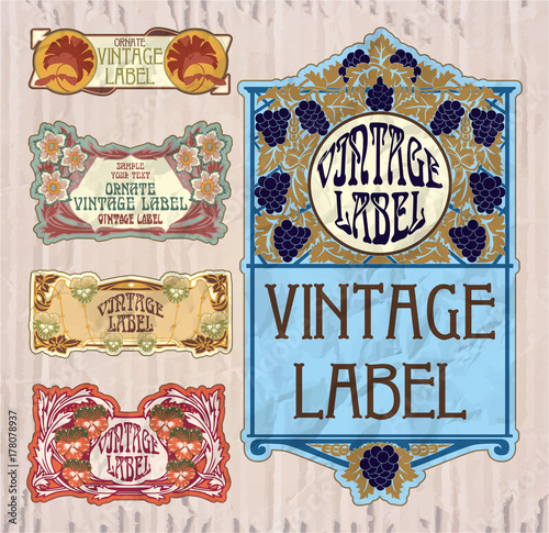 vector vintage items: label Art Nouveau