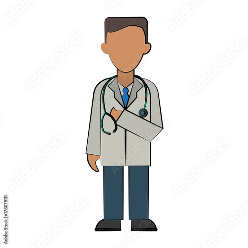 doctor with hand on chest avatar full body icon image vector illustration design 