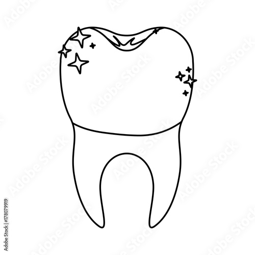 tooth with dental crown and root monochrome silhouette