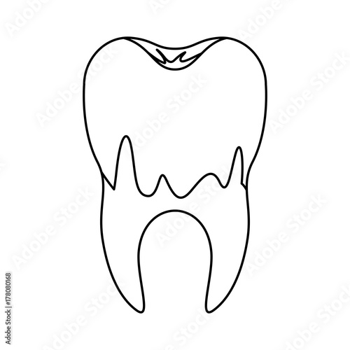 caries in the root of tooth in monochrome silhouette