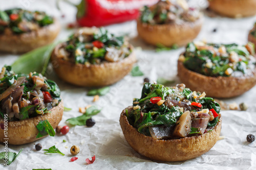 stuffed mushrooms with spinach and chili