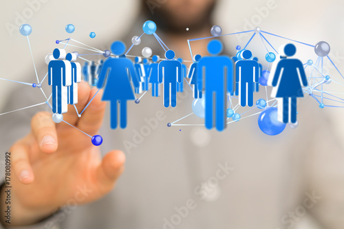 social businessman connect to social network 