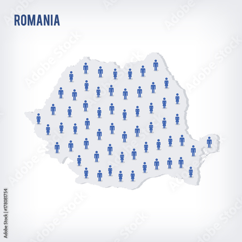 Vector people map of Romania . The concept of population. photo