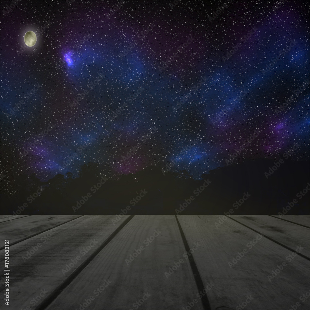 Wooden Balcony and Starry night and Moon and Wild , High level of noise Wooden Balcony and Starry night and Moon and Wild , High level of noise