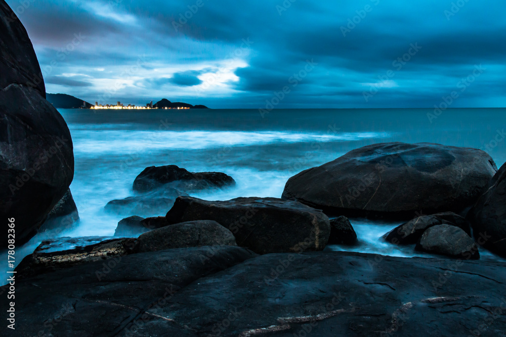 blue hour on the beach of Guaratuba