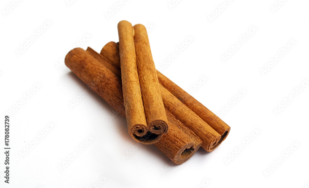Cinnamon sticks on white background Cinnamon sticks on white background