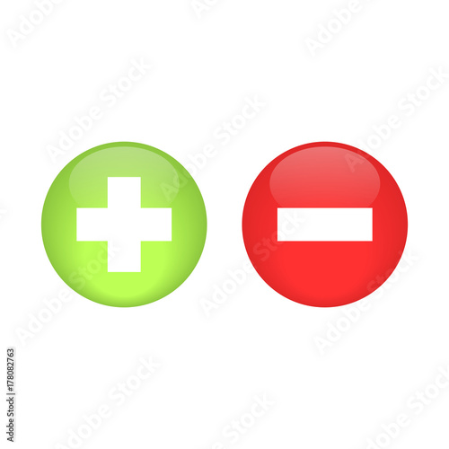 plus minus glossy button vector