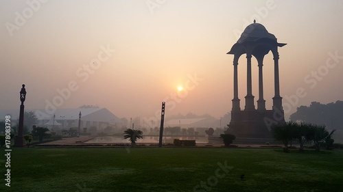 A foggy morning at India Gate complex, new delhi