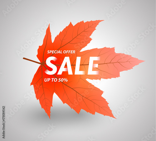 Autumn sale vector illustration up to 50 percent.