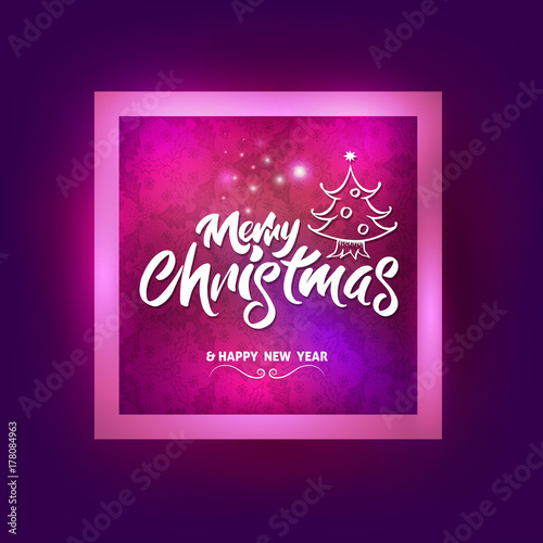 Merry Christmas with christmas tree lettering