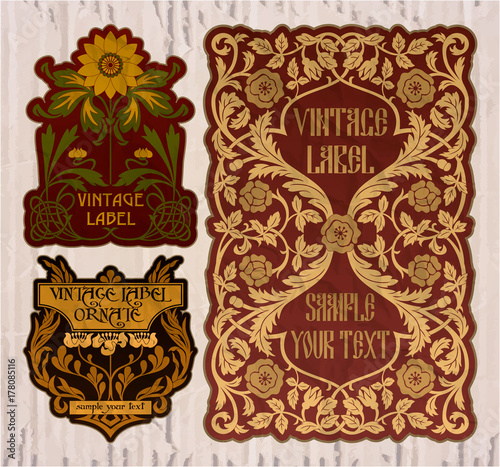 vector vintage items: label Art Nouveau