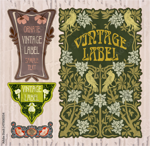 vector vintage items: label Art Nouveau