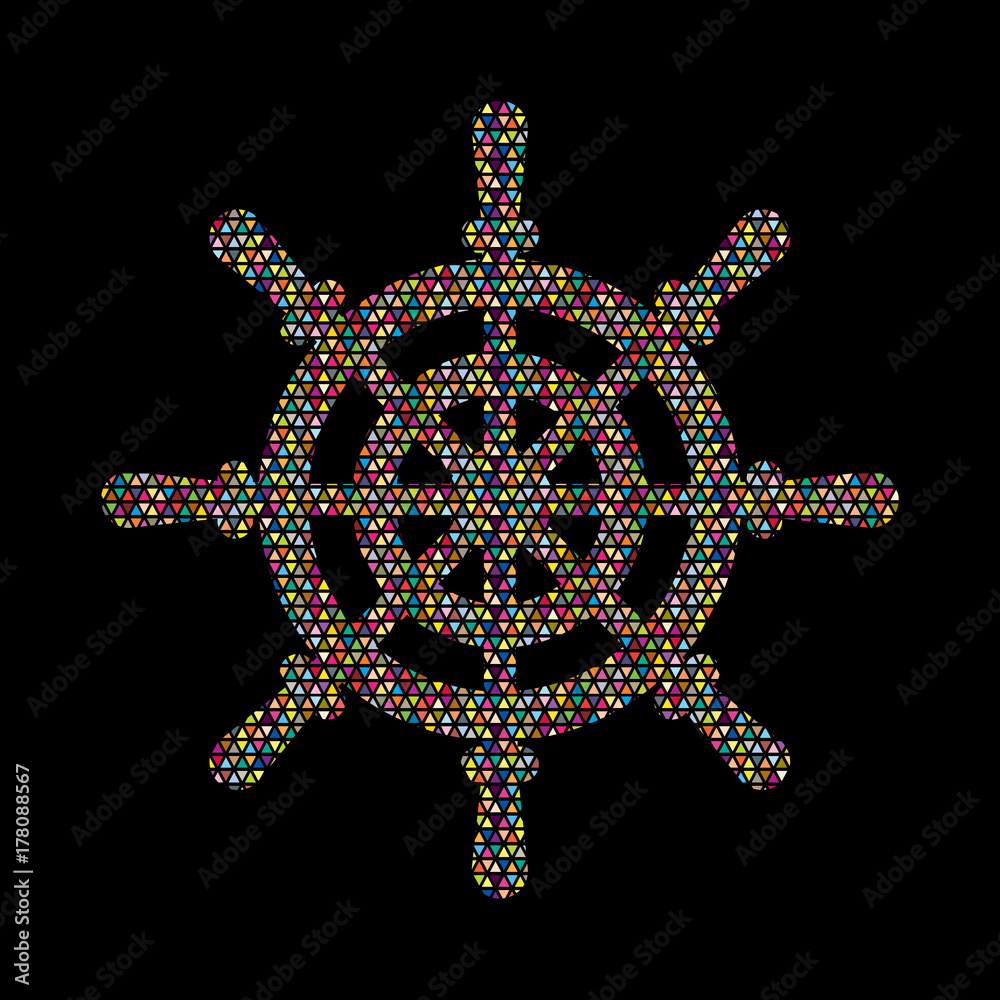 Ship steering wheel designed using geometric pattern graphic vector. Ship steering wheel designed using geometric pattern graphic vector.
