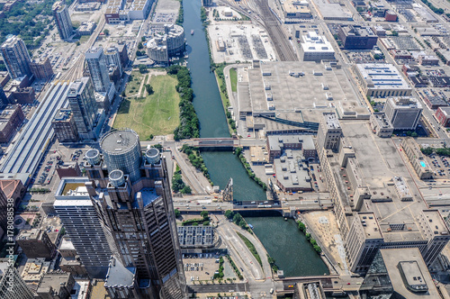 Aerial view of skyscapers
