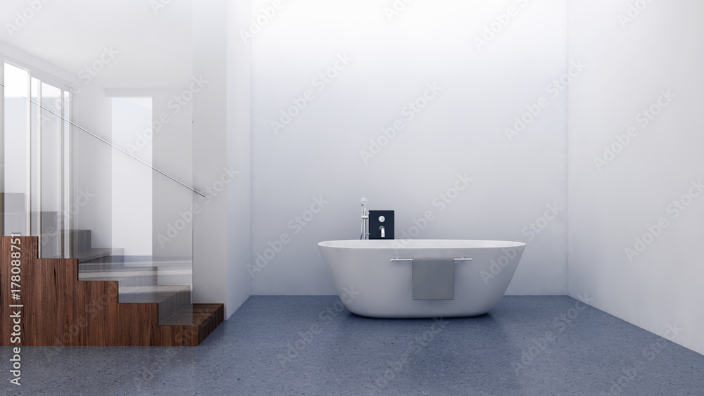 Fototapeta premium Modern bright bathroom, interiors. 3D rendering