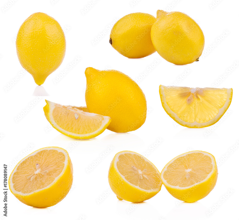 lemons set isolated on white background
