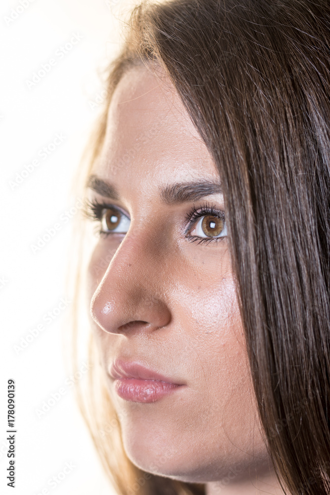 Headshot of beautiful young teenage girl with white background Headshot of beautiful young teenage girl with white background