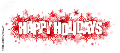 "HAPPY HOLIDAYS!" Overlapping Letters Vector Icon on Snowflake Background