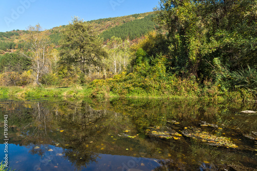 Autumn Landscape of Iskar River near Pancharevo lake, Sofia city Region, Bulgaria