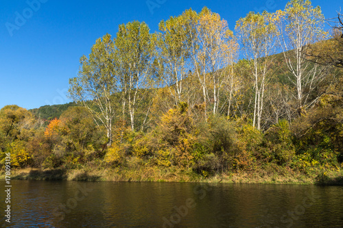 Autumn Landscape of Iskar River near Pancharevo lake  Sofia city Region  Bulgaria