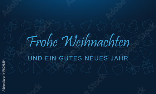 Weihnachten - Grußkarte "Frohe Weihnachten" (in Blau)