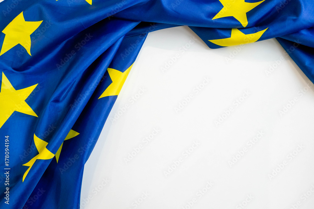 Fabric texture flag of European Union - obrazy, fototapety, plakaty 
