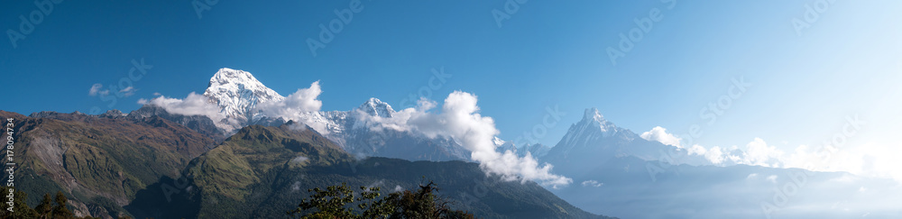 Fototapeta premium Panoramic view of Himalayas, Nepal