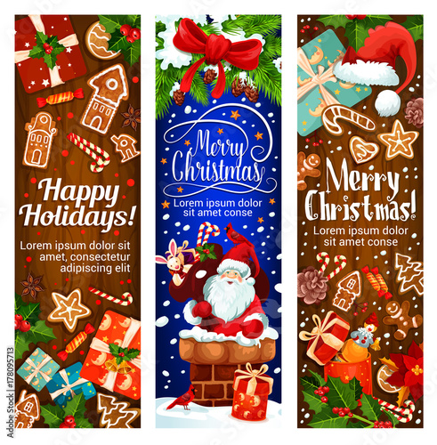 Happy winter Christmas holidays vector banners