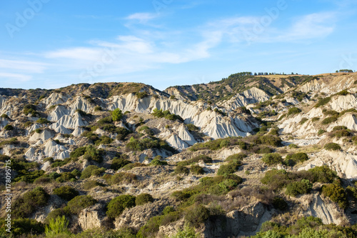 Landscape of Italian badlands called calanchi. Basilicata region.