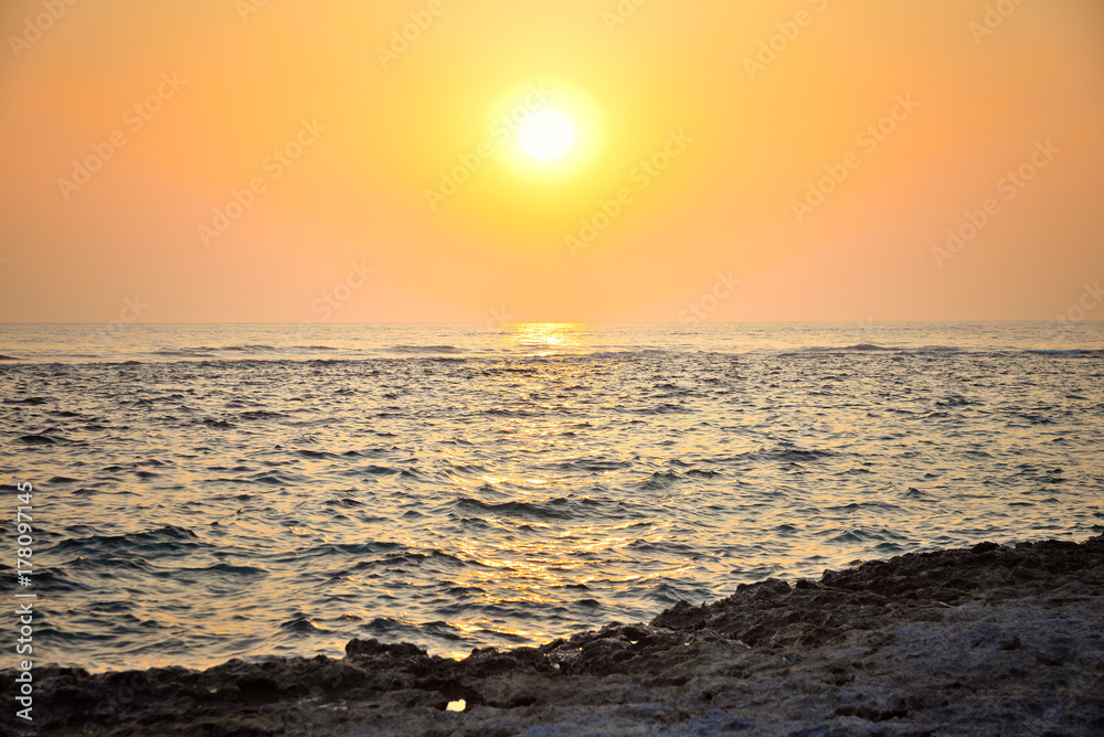 sunset over the Indian Ocean in Sri Lanka