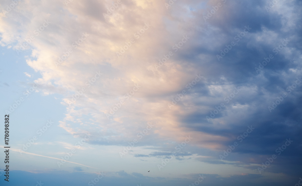 Beautiful sunrise or sunset sky with colorful clouds