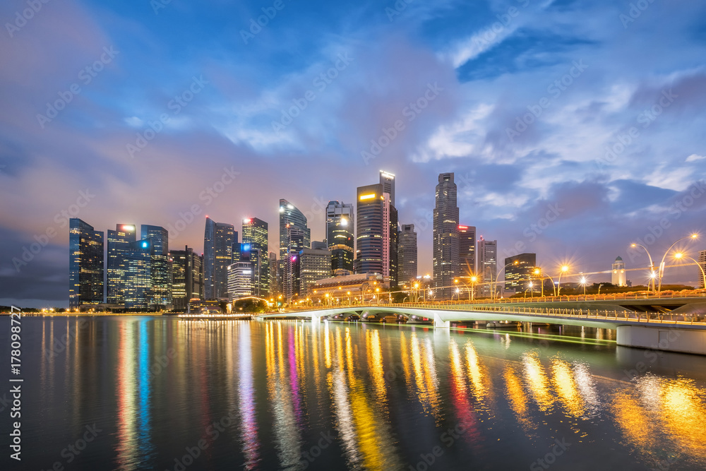 Singapore skyline financial district ,travel location at twilight time
