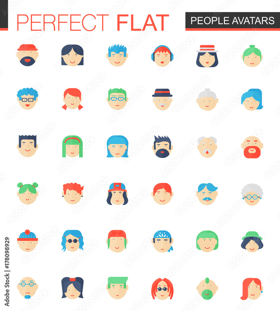 Vector set of flat People avatars icons.