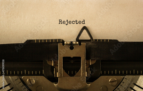 Text Rejected typed on retro typewriter