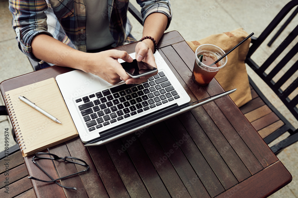 Checking messages Stock Photo | Adobe Stock