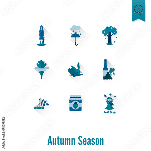 Set of Flat Autumn Icons