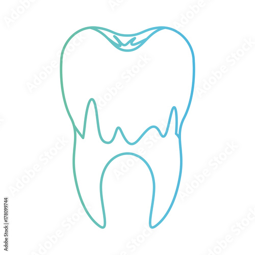 caries in the root of tooth in degraded green to blue color contour