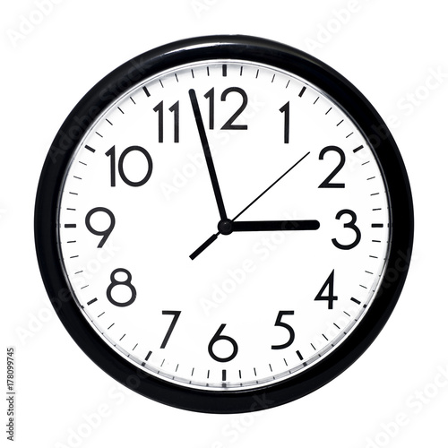 White wall clock. Isolated on white background.