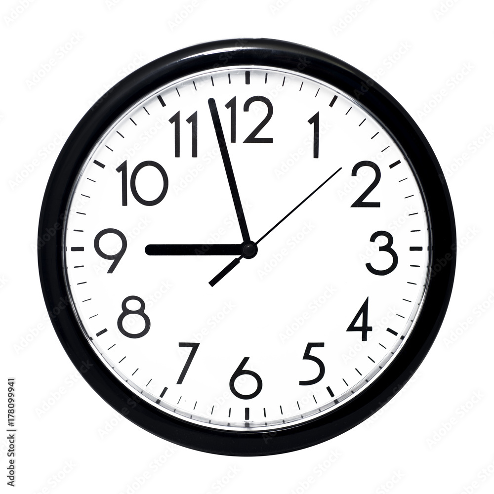 White wall clock. Isolated on white background. White wall clock. Isolated on white background.